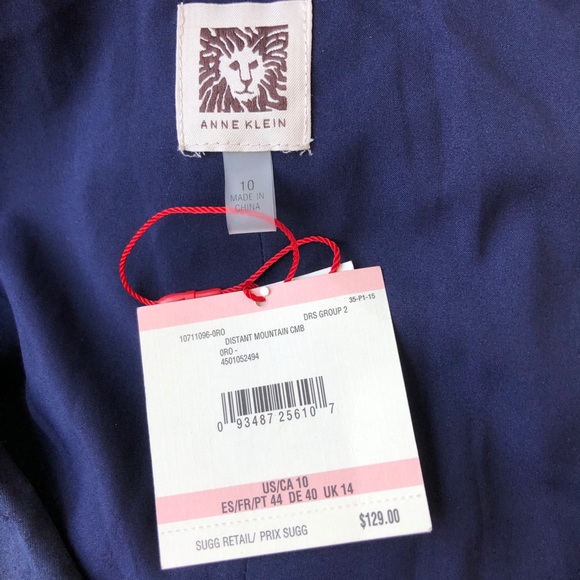 NWT ANNE KLEIN Navy Floral Dress Blue Fit & Flare - Picture 4 of 5